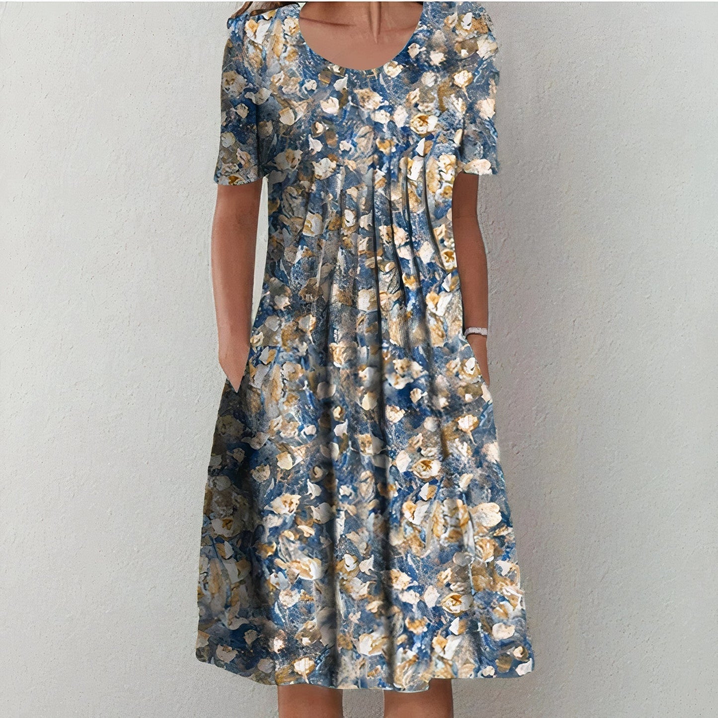 Stylish cotton dress for ladies - Lena-Blue/White-XS-Nora Luxe