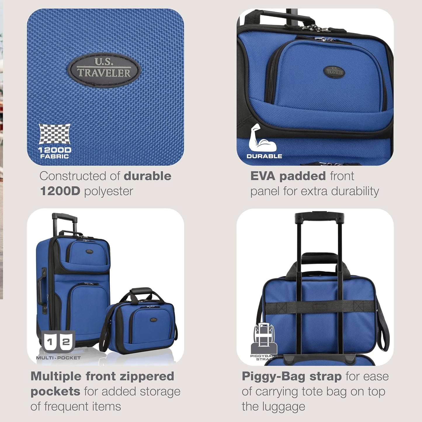 Lightweight 2-Piece Expandable Carry-On Luggage Set