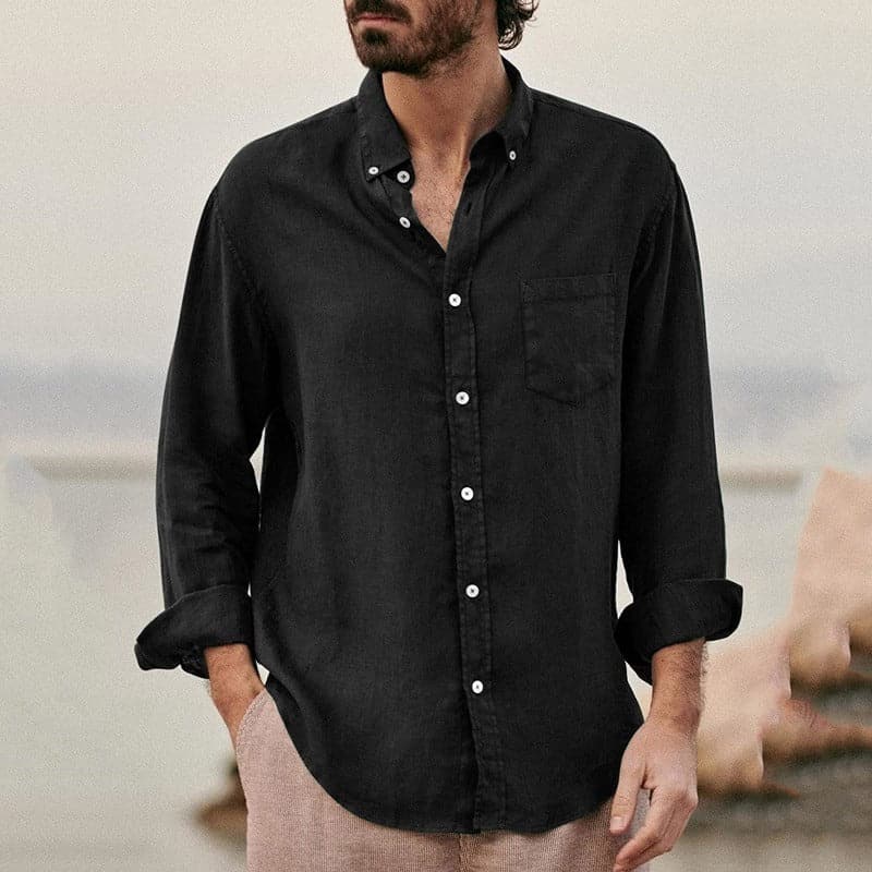 Classic Linen Mens Shirt with Pocket