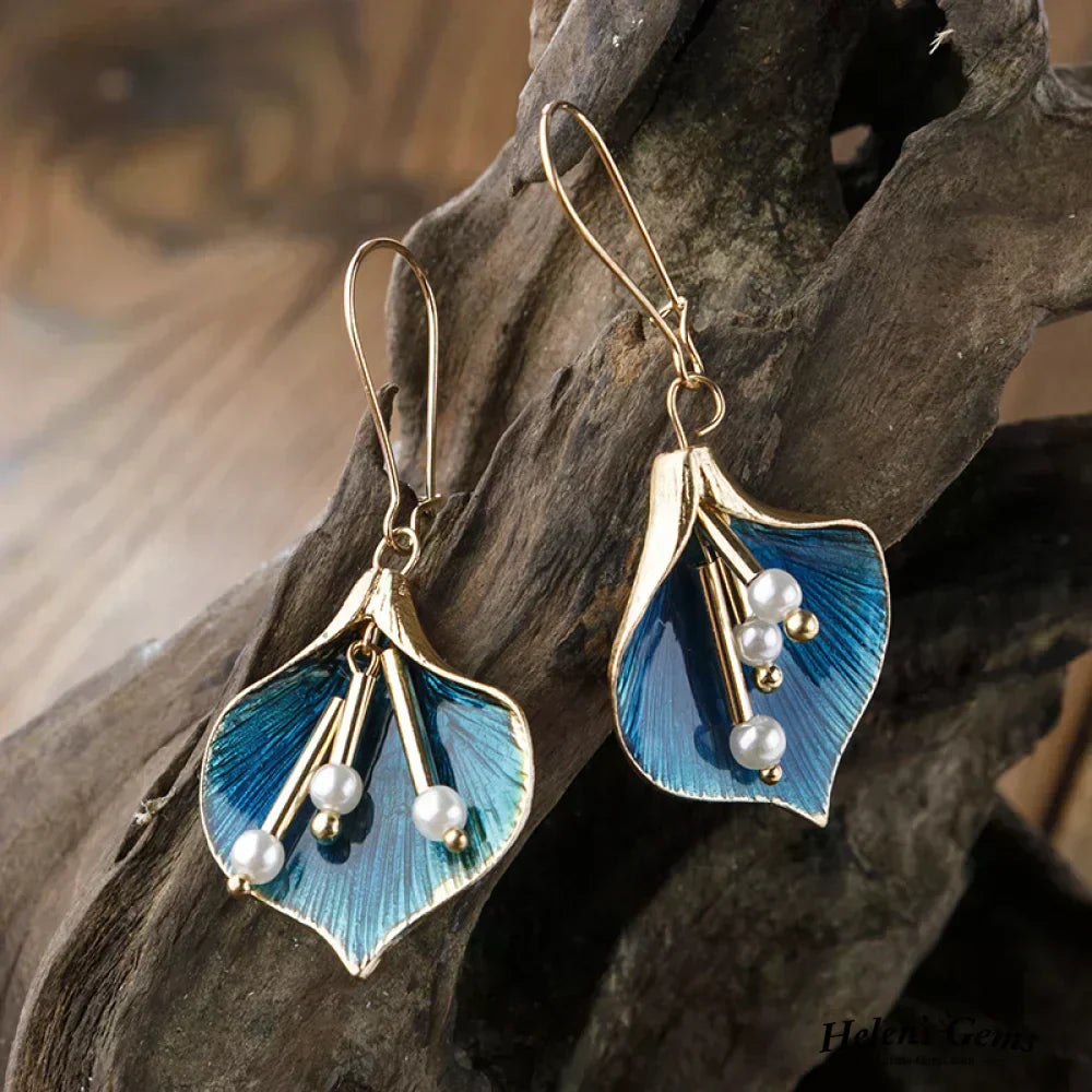Classic Sterling Silver Blue Flower Earrings - Nocini