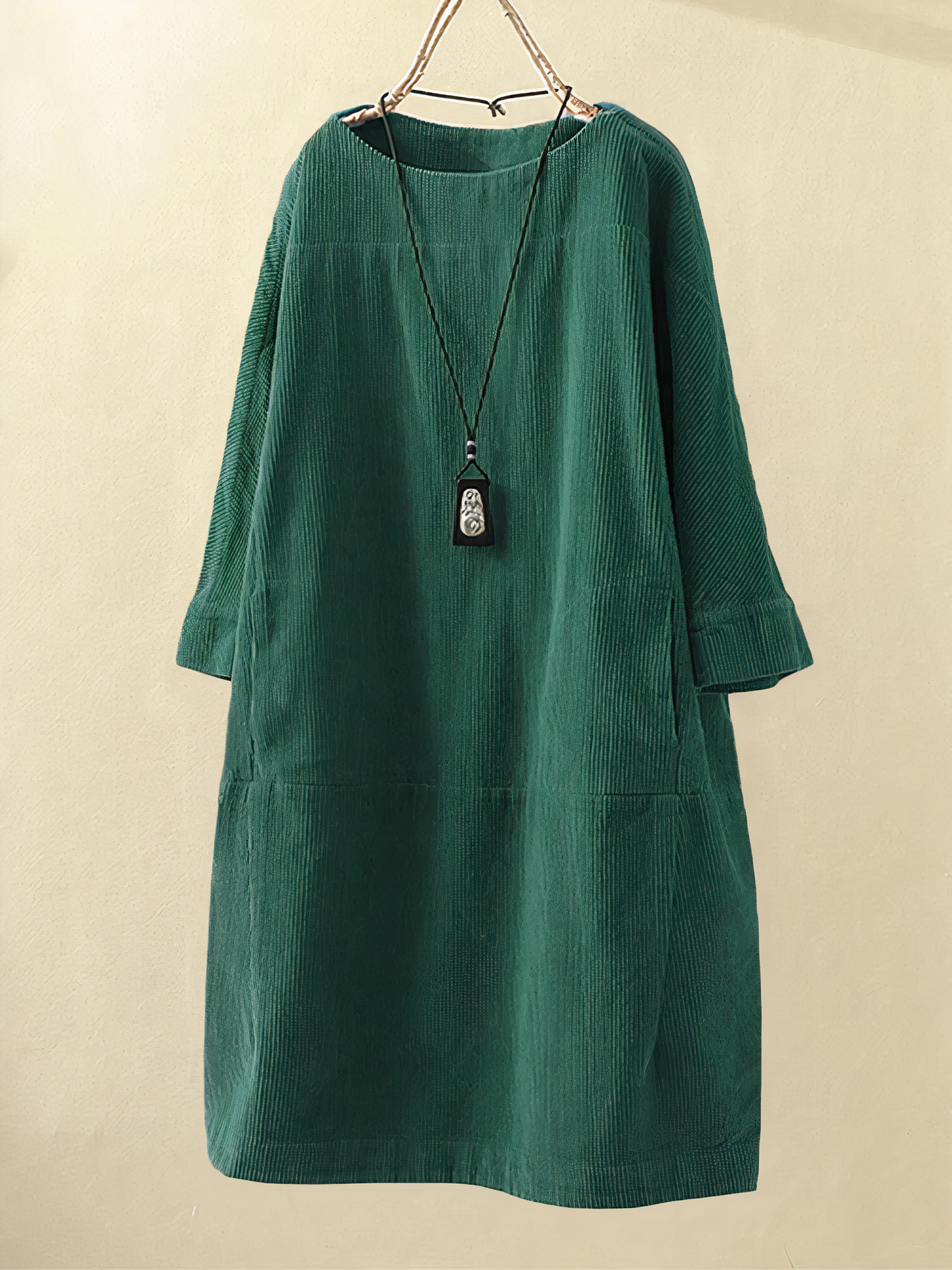 Vintage corduroy dress in A-line cut - Elise-Green-M-Nora Luxe