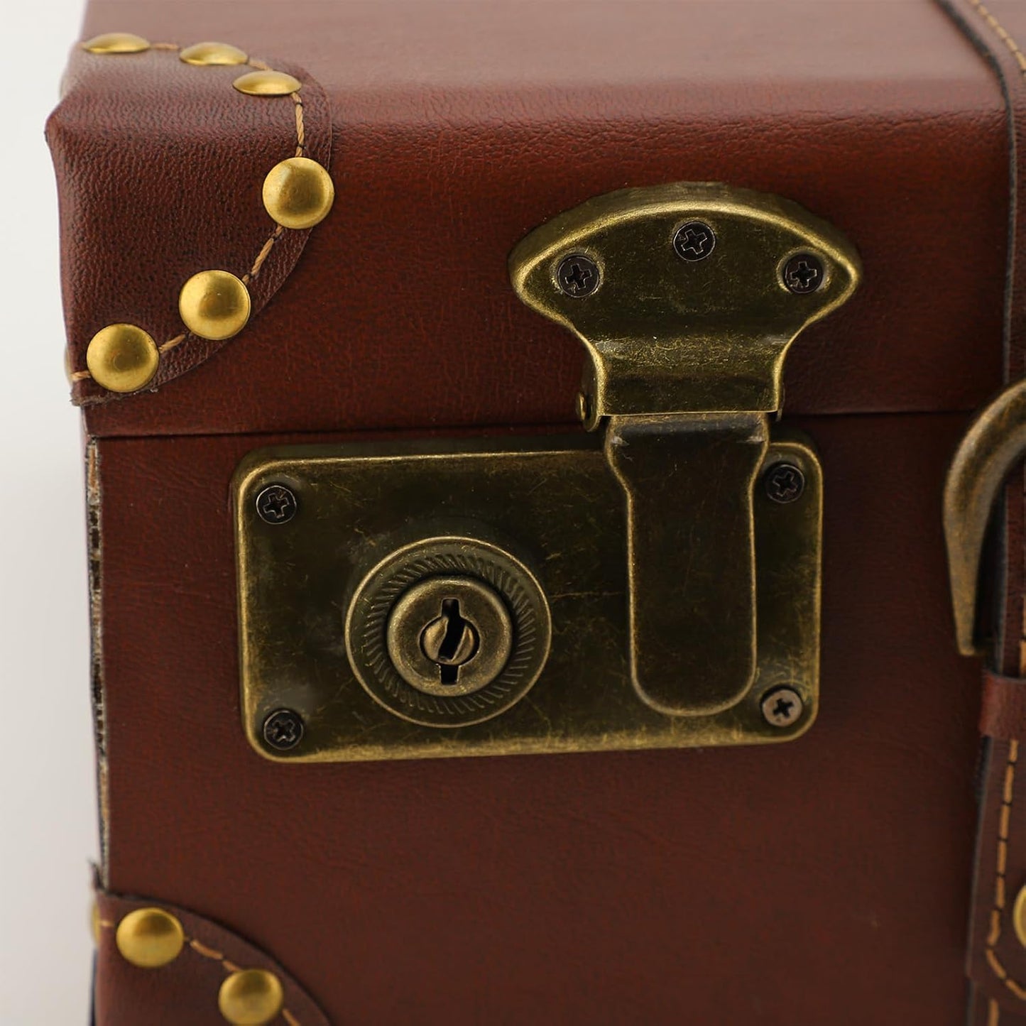 Classic Brown Leather Travel Bag with Metal Lock