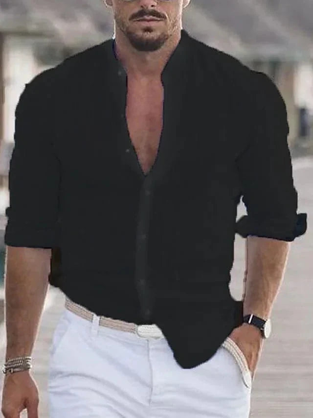 Comfortable Linen Men's Long Sleeve Shirt