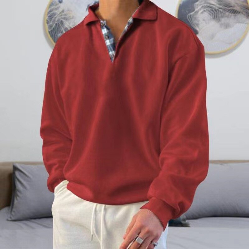 Relaxed Fit Men's Classic Polo Sweater