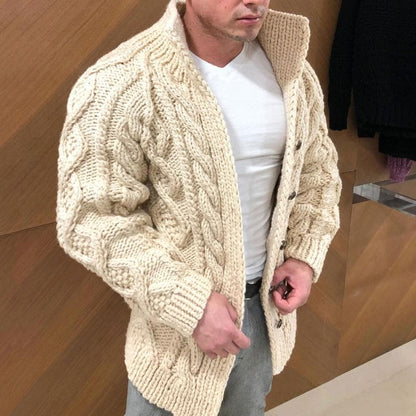 Cozy Mens Cable Knit Cardigan Sweater