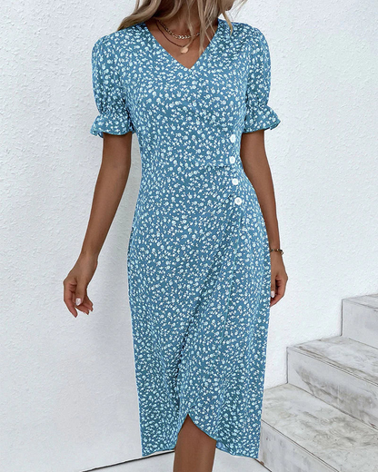 Chic Floral Knee Length Dress