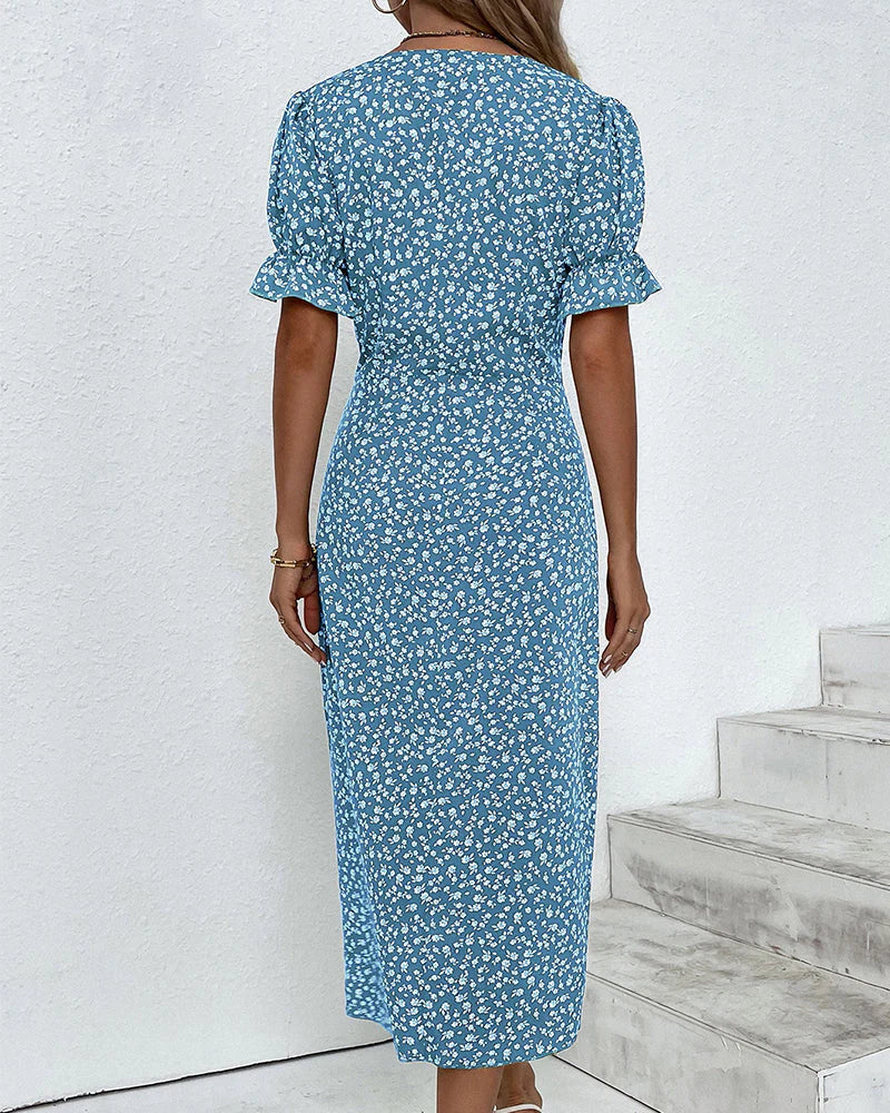 Chic Floral Knee Length Dress