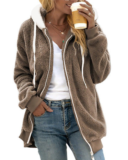 Warm Fleece Zip Up Hooded Jacket