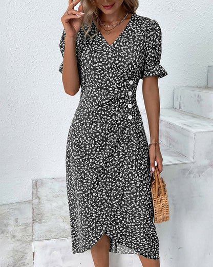 Chic Floral Knee Length Dress