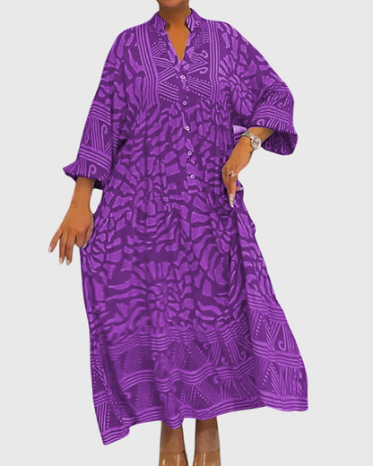 Elegant Long Dress with Bright Floral Pattern