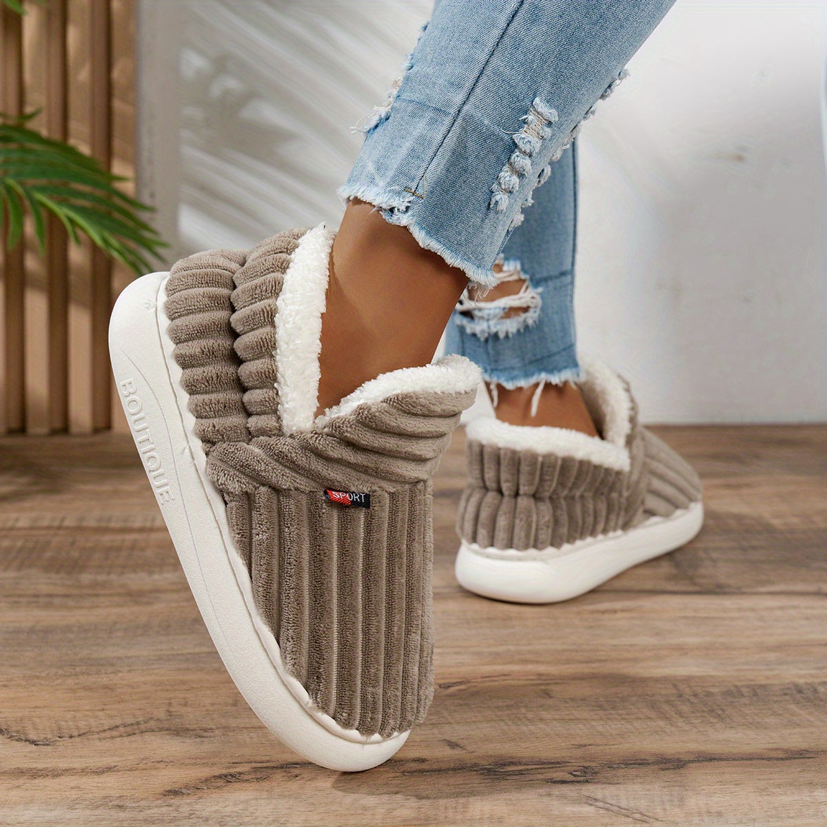 Warm Cozy Women's Slipper Shoes with Grip Soles
