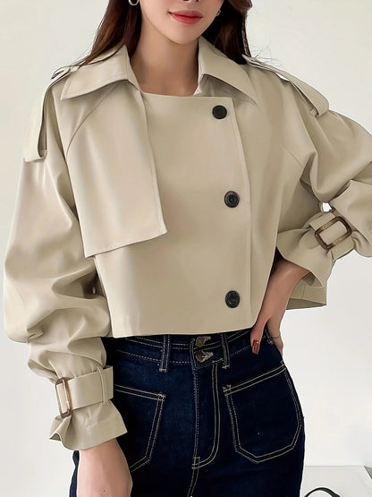 Classic Easy Short Trench Coat Perfect for Daily Wear - Olytrend