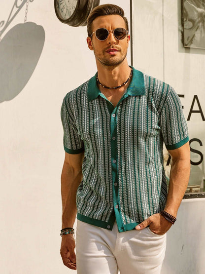 Classic Fit Mens Striped Short Sleeve Polo Shirt