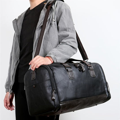 Classic Black Leather Duffle Bag
