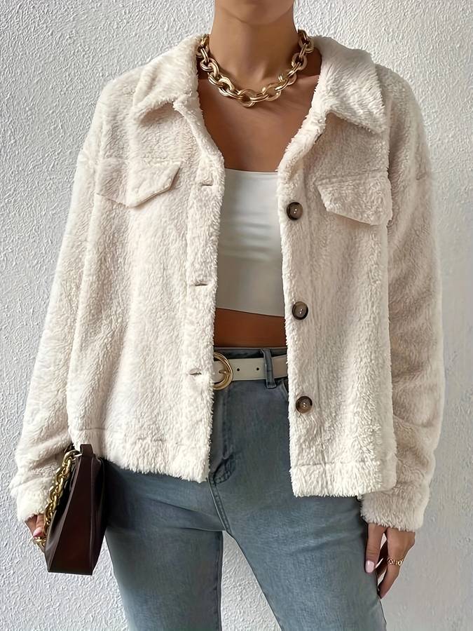 Cozy Faux Fur Women's Jacket with Pockets - Nocini