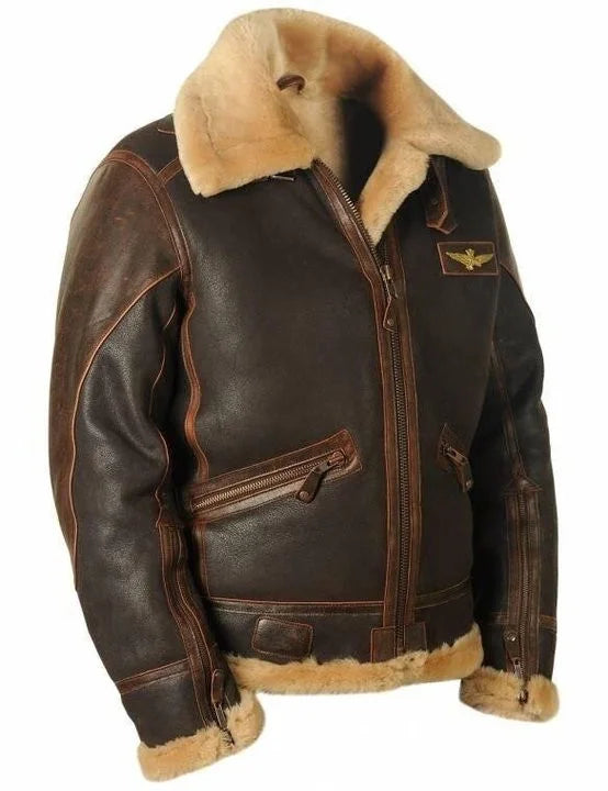 Men's Classic Leather Flight Bomber Jacket