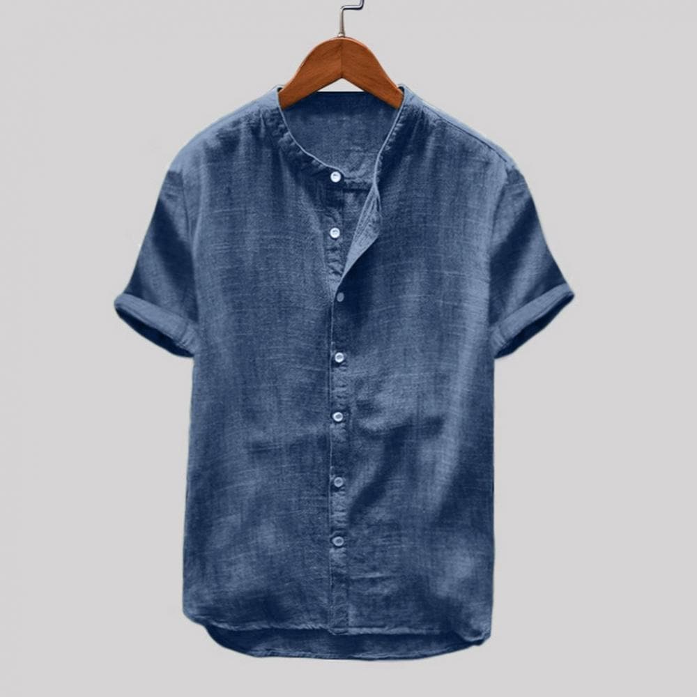 Casual Linen Mens Short Sleeve Shirt