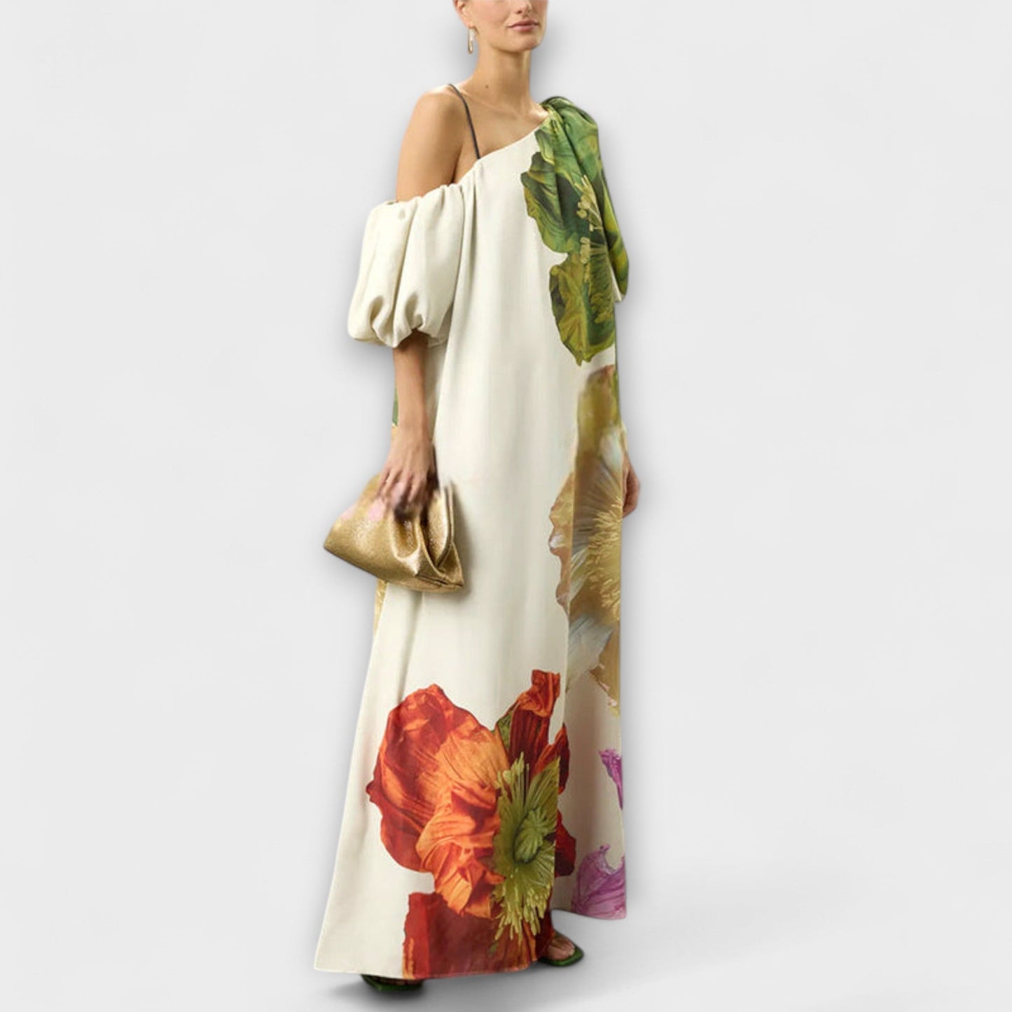 Elegant Long Dress with Off Shoulder Neckline