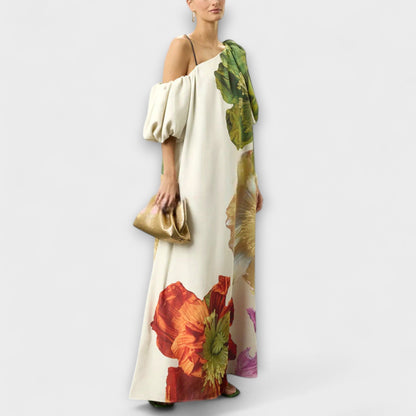 Elegant Long Dress with Off Shoulder Neckline