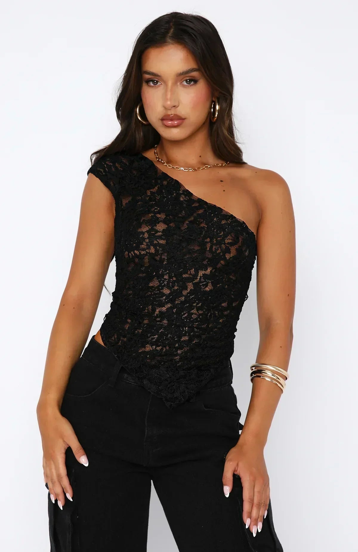 Feminine One Shoulder Cropped Top