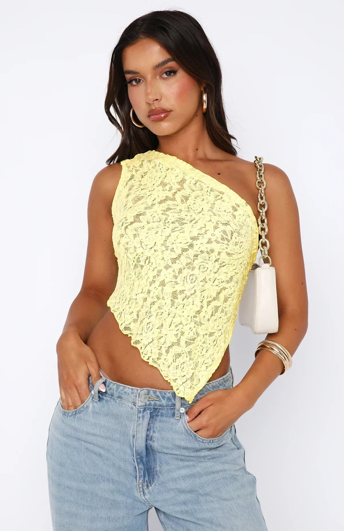 Feminine One Shoulder Cropped Top