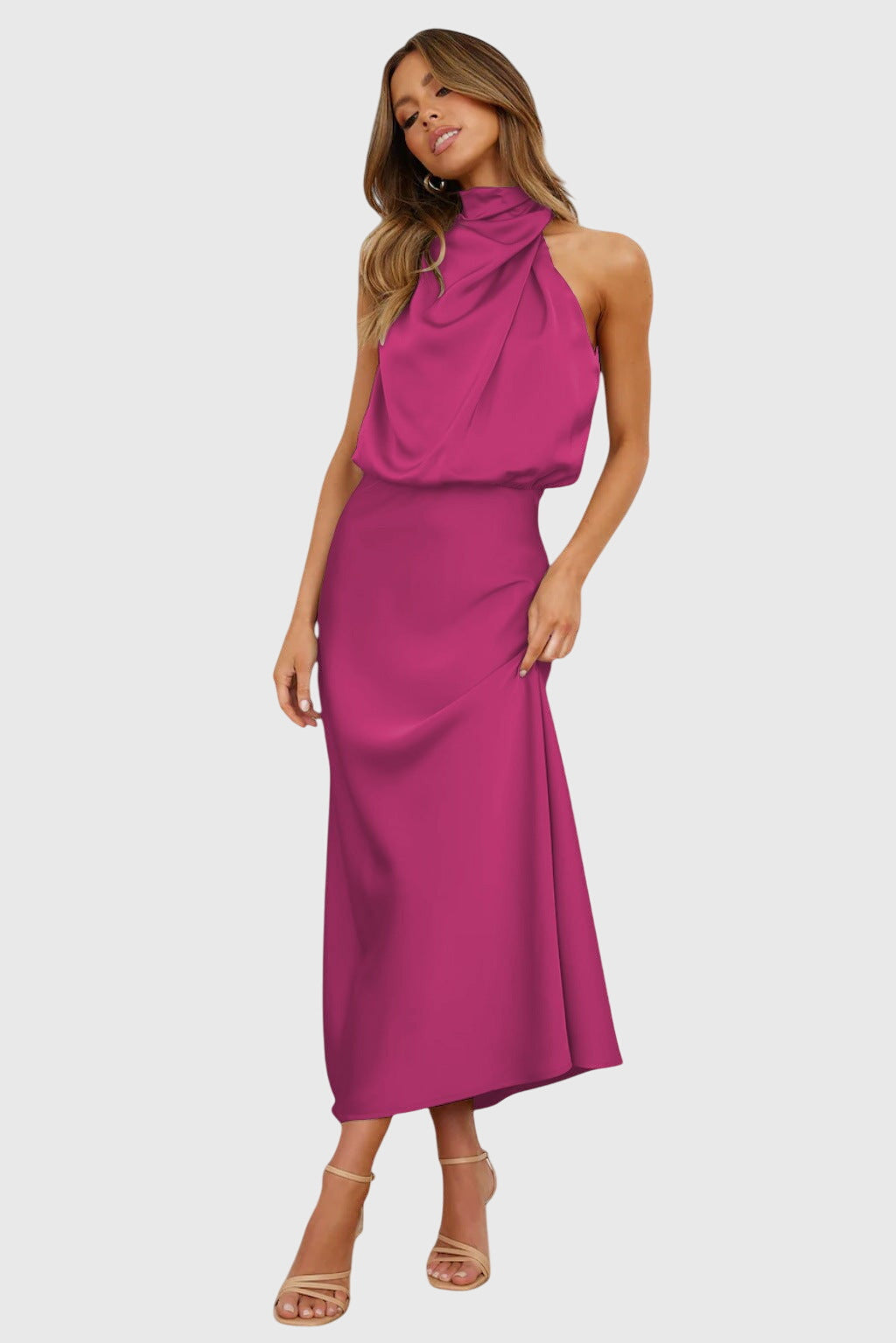 Elegant Satin Neckline Evening Dress