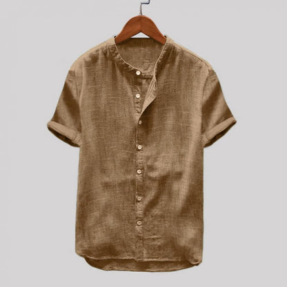 Casual Linen Mens Short Sleeve Shirt