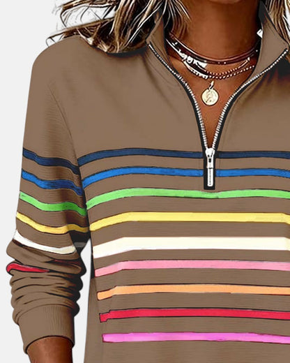 Colorful Striped Zip Up Hoodie