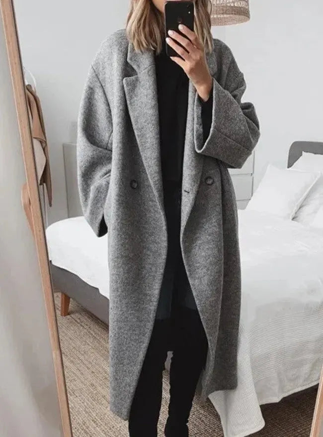 Luxurious Women's Long Wool Trench Coat - Nocini