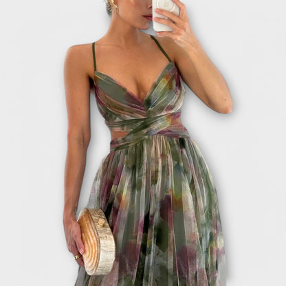 Elegant Mesh Evening Gown