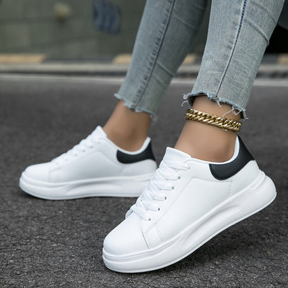 Classic Ladies White Leather Trainers