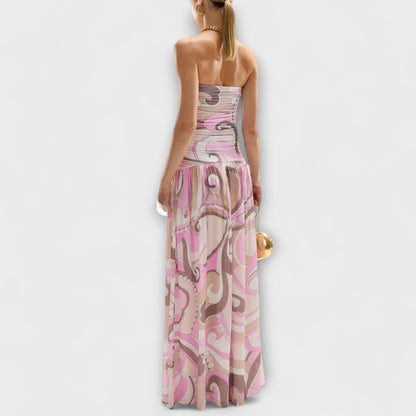 Soft Floral Long Evening Dress for Women