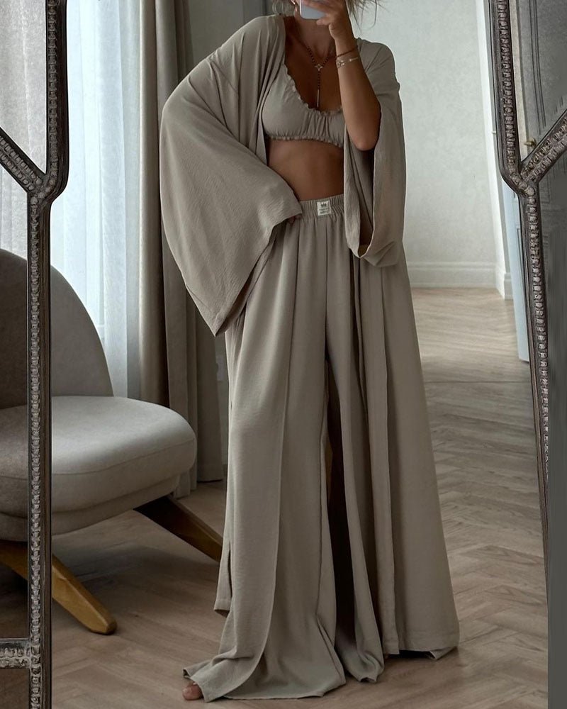 Cozy Cable Knit Cardigan Sweater Set - Nocini