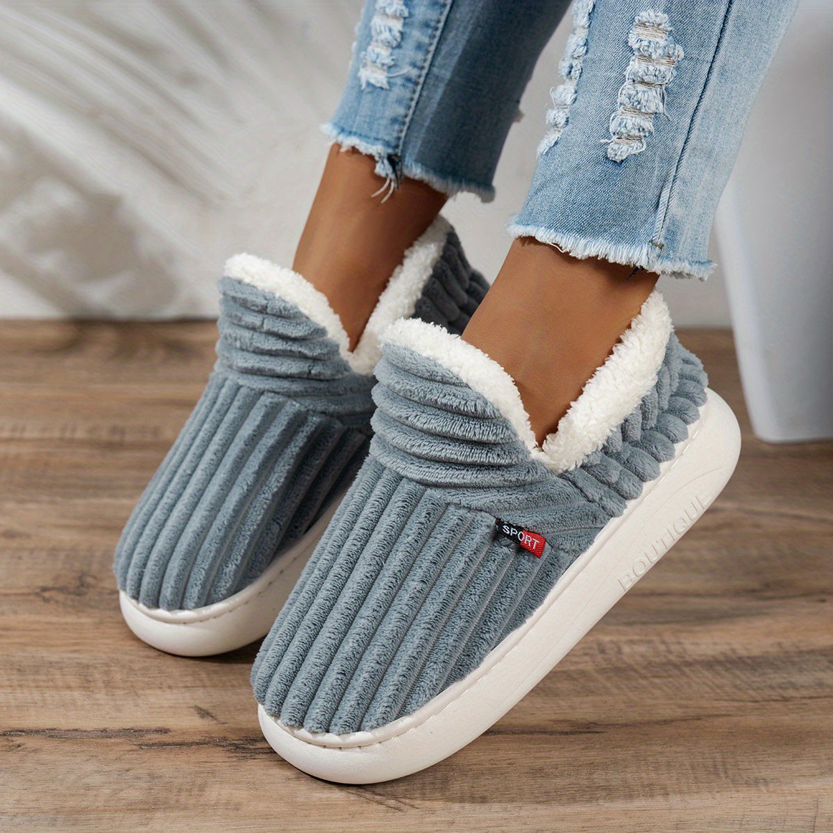 Warm Cozy Women's Slipper Shoes with Grip Soles