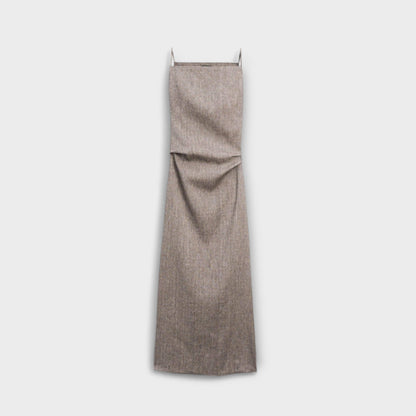 Relaxed Fit Casual Maxi Dress in Linen Blend Fabric