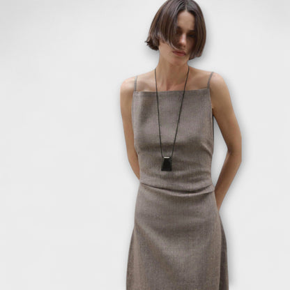 Relaxed Fit Casual Maxi Dress in Linen Blend Fabric