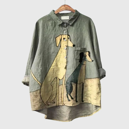 Cute Dog Print Blouse
