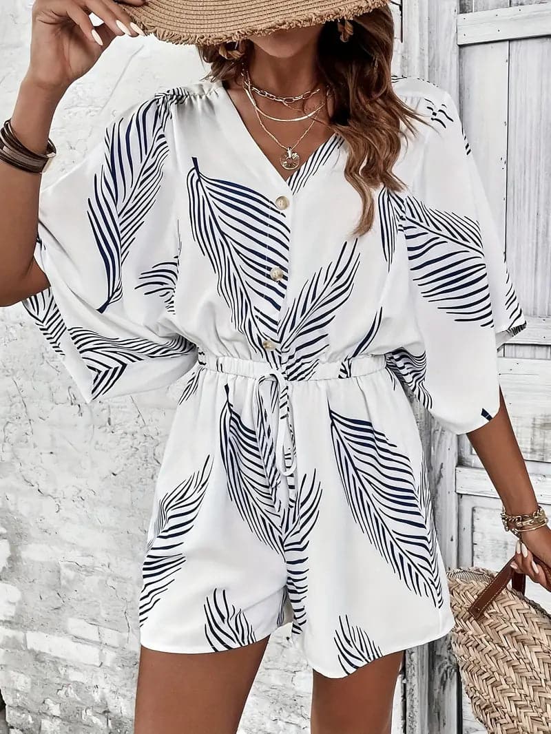 Women's V-Neck Short Sleeve Jumpsuit Comfort Fit