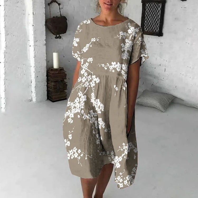 Comfortable Casual Floral Short Sleeve Dress