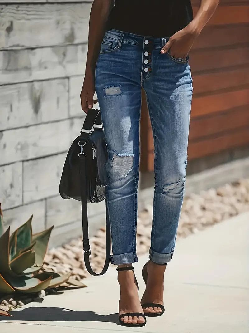 Slim Fit Women's Ankle Jeans with Stretch