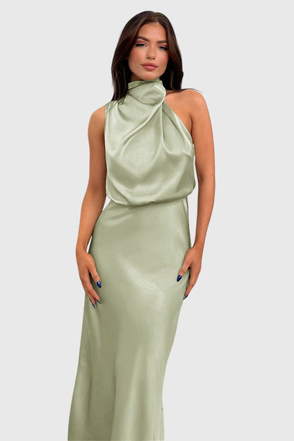 Elegant Satin Neckline Evening Dress - Olytrend