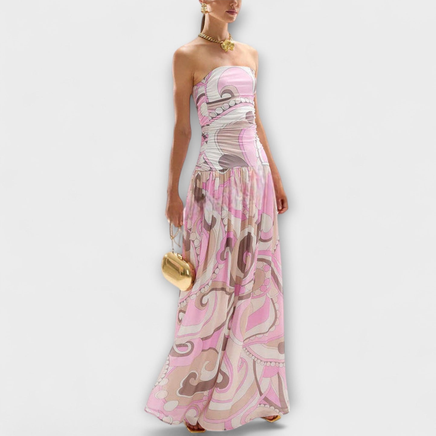 Soft Floral Long Evening Dress for Women