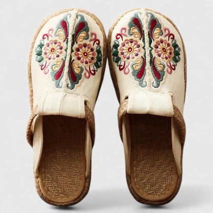 Soft Floral Slip On Mule Shoes