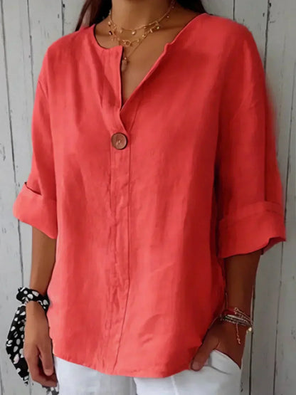 Ladies Casual V Neck Short Sleeve Blouse