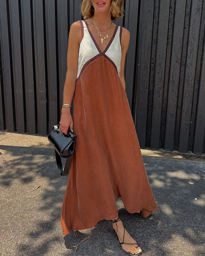 Casual V Neck Long Maxi Dress