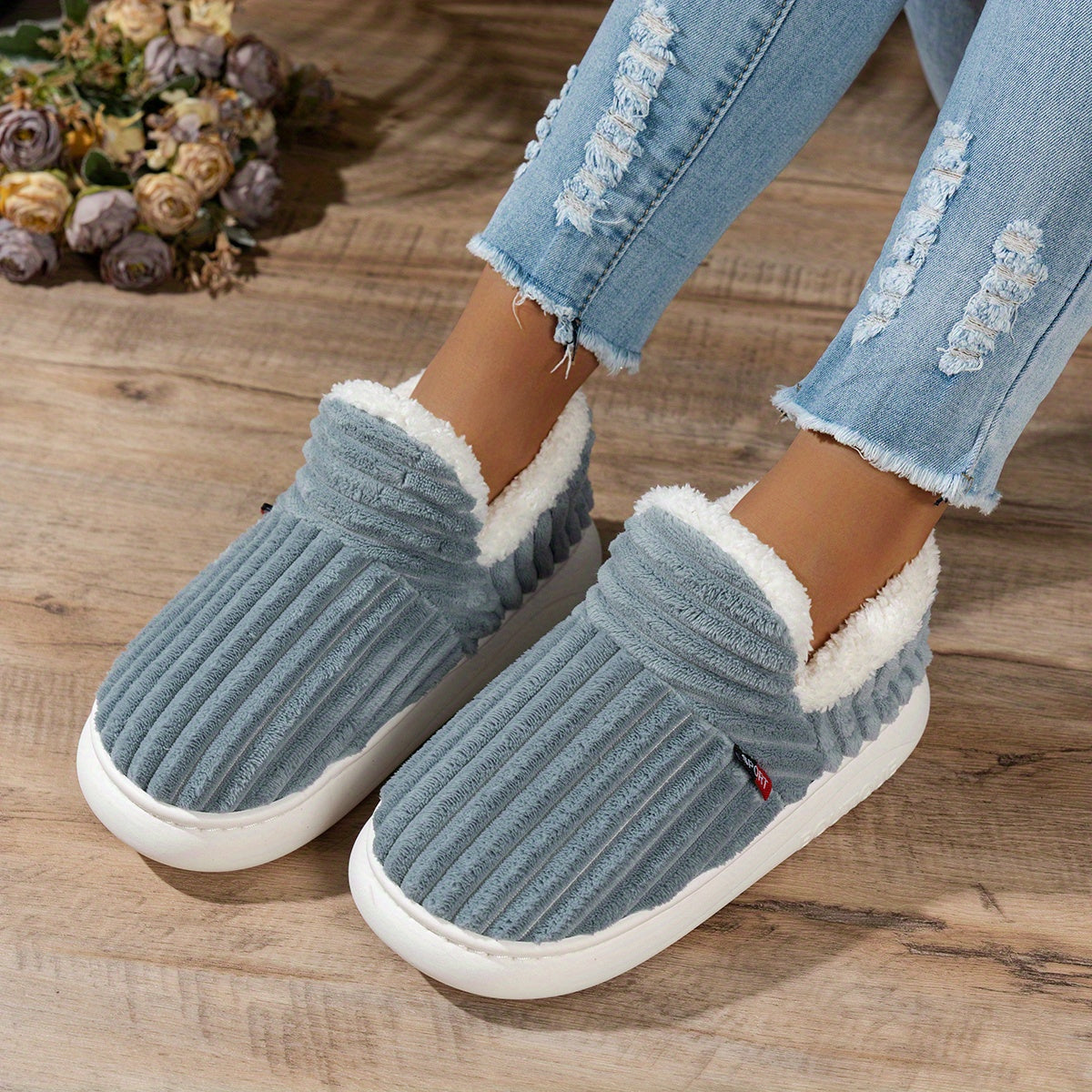 Warm Cozy Women's Slipper Shoes with Grip Soles