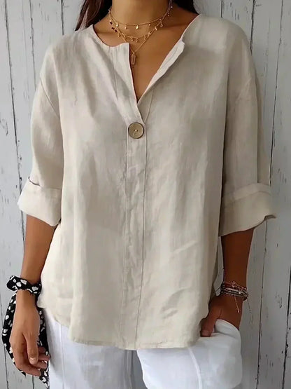 Relaxed Fit V Neck Women's Blouse - Olytrend