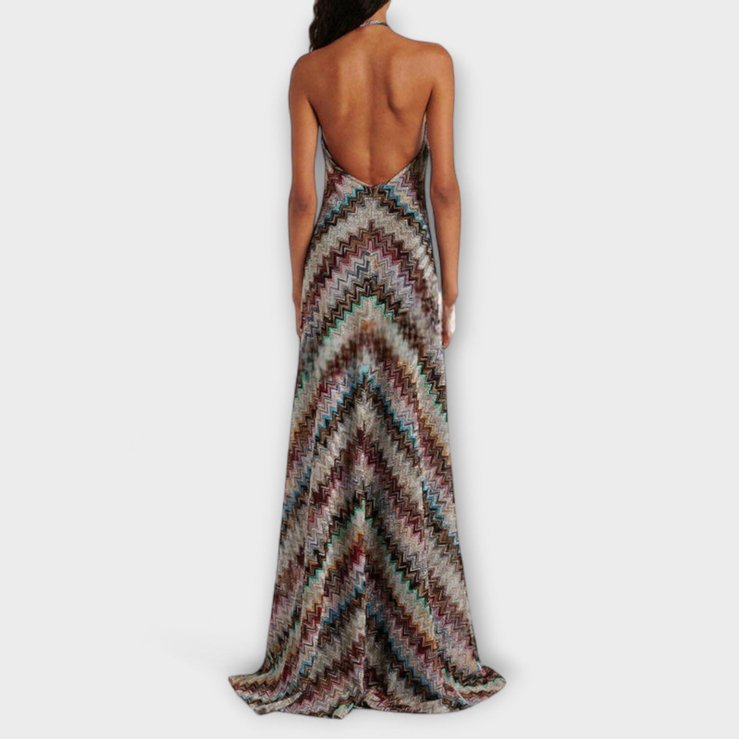 Colorful Knit Dress – Classic Herringbone Pattern