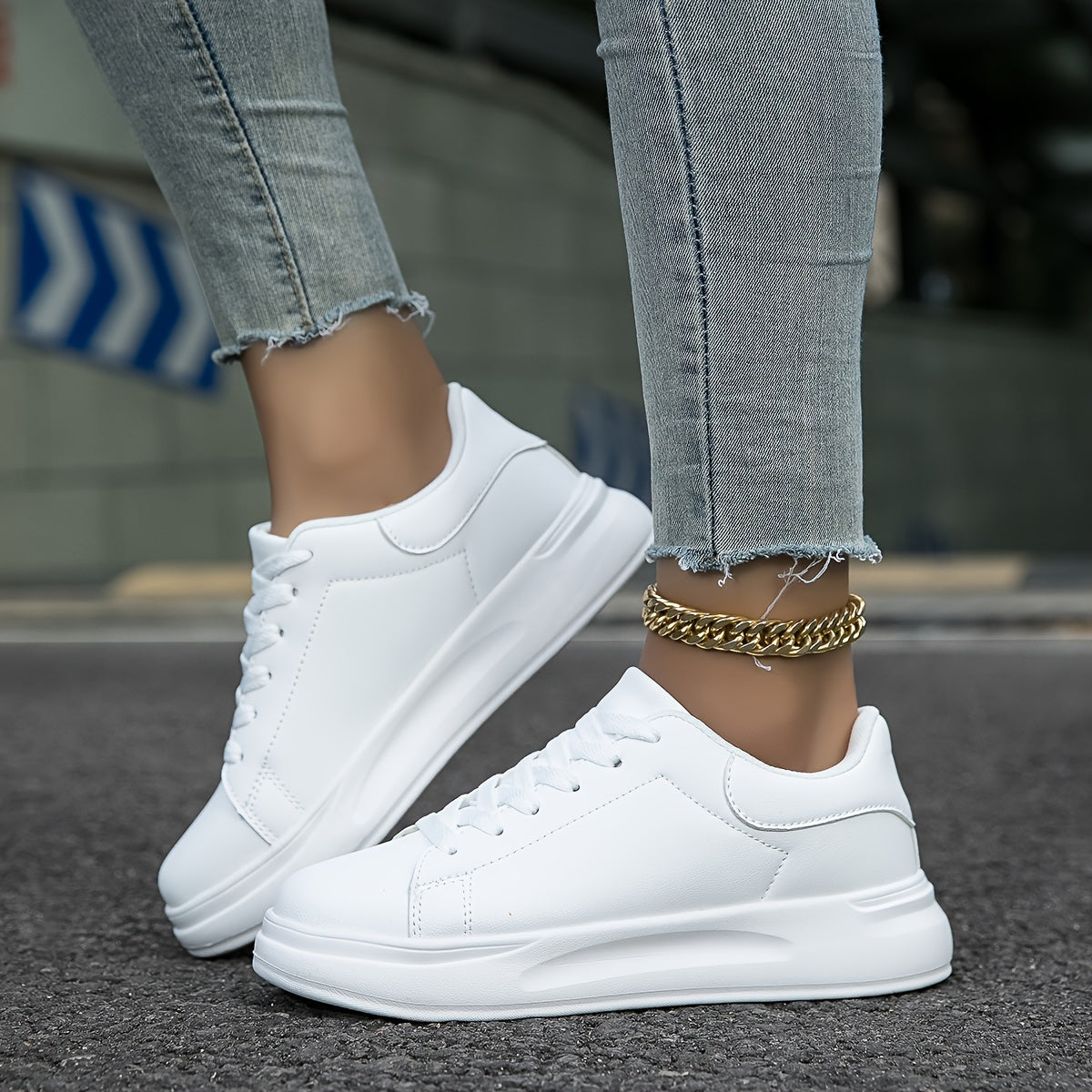 Classic Ladies White Leather Trainers