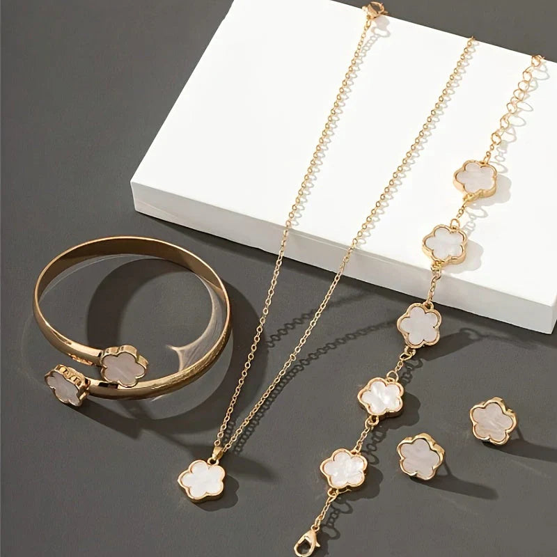 Classic 4-Piece Jewelry Set Necklace Earrings Bracelet - Nocini